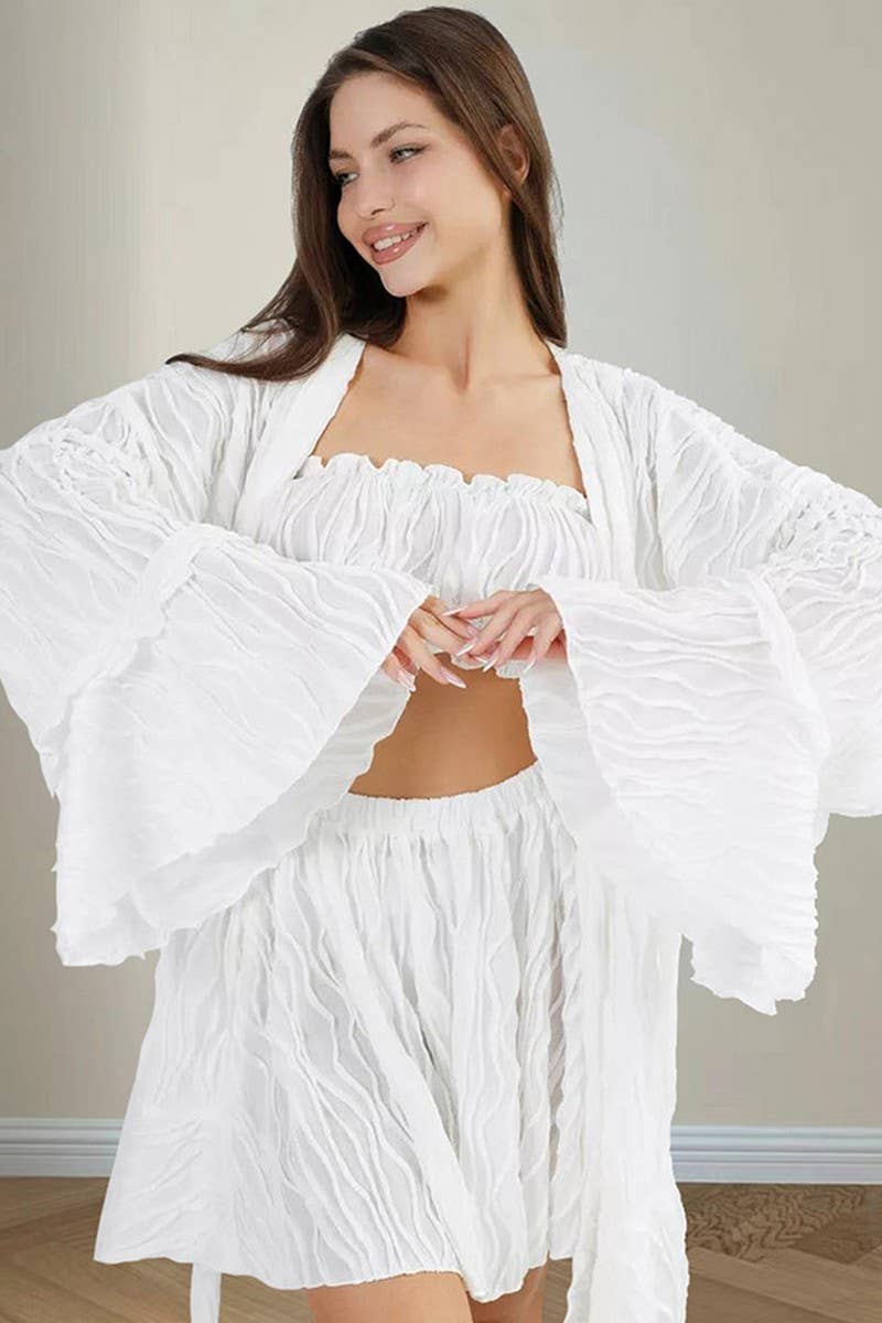 CWSPJ0295_LONG-SLEEVED RUFFLED PAJAMAS THREE-PIECE SET