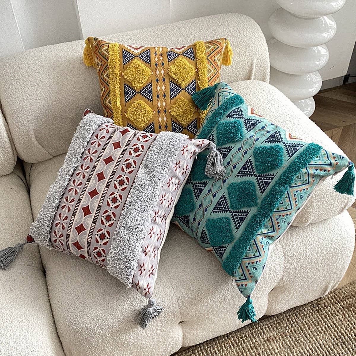 BOHEMIAN STYLE TUFTED LINEN PRINTED PILLOWCASES_CWMM0872