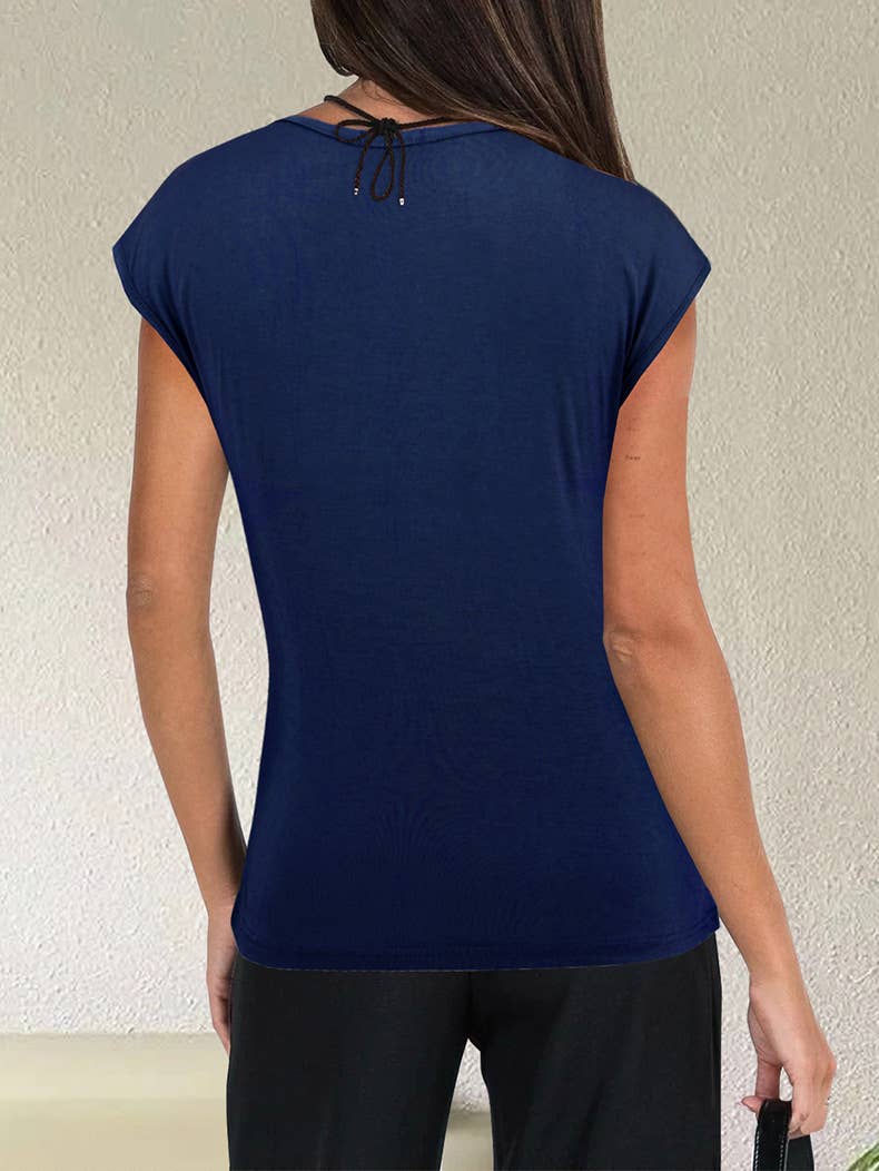 Casual Loose Solid Color V-neck T-shirt