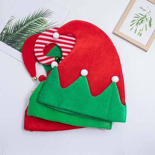 CWAH04585_ELF SANTA HAT WITH BELLS FOR CHRISTMAS PARTY DECOR