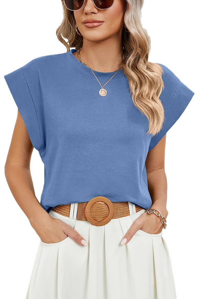 CWTBLS0864_ROUND NECK SOLID COLOR RAGLAN SLEEVE T-SHIRT