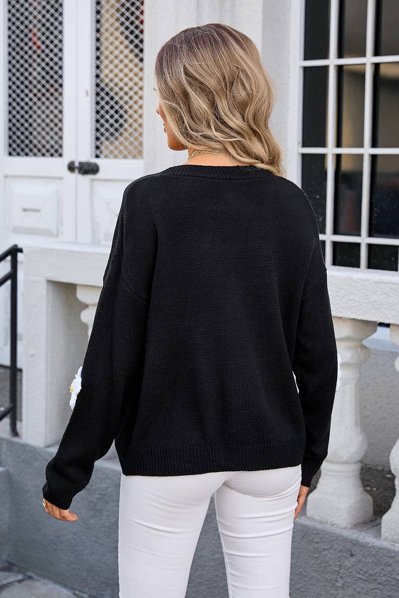 CWOCAL0929_FLORAL BUTTON KNIT CARDIGAN JACKET