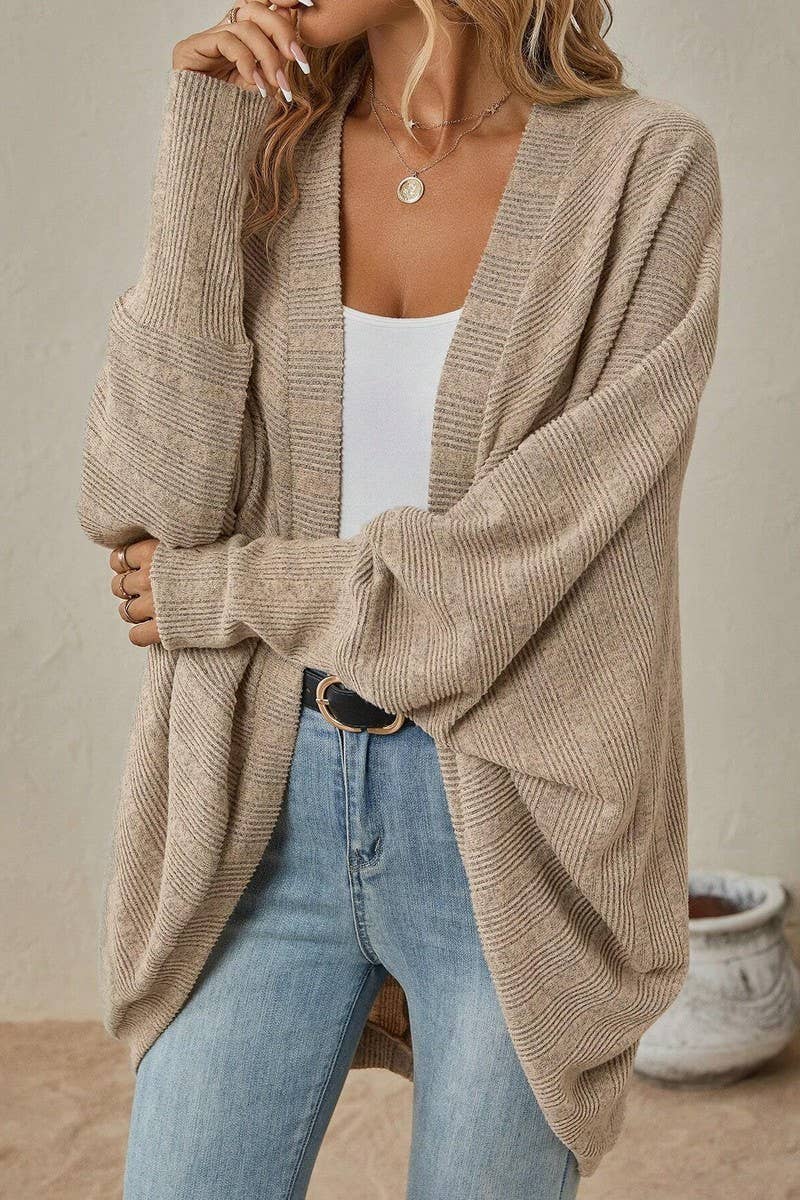 CWOCAL00784_SOLID COLOR LOOSE MID-LENGTH KNITTED CARDIGAN