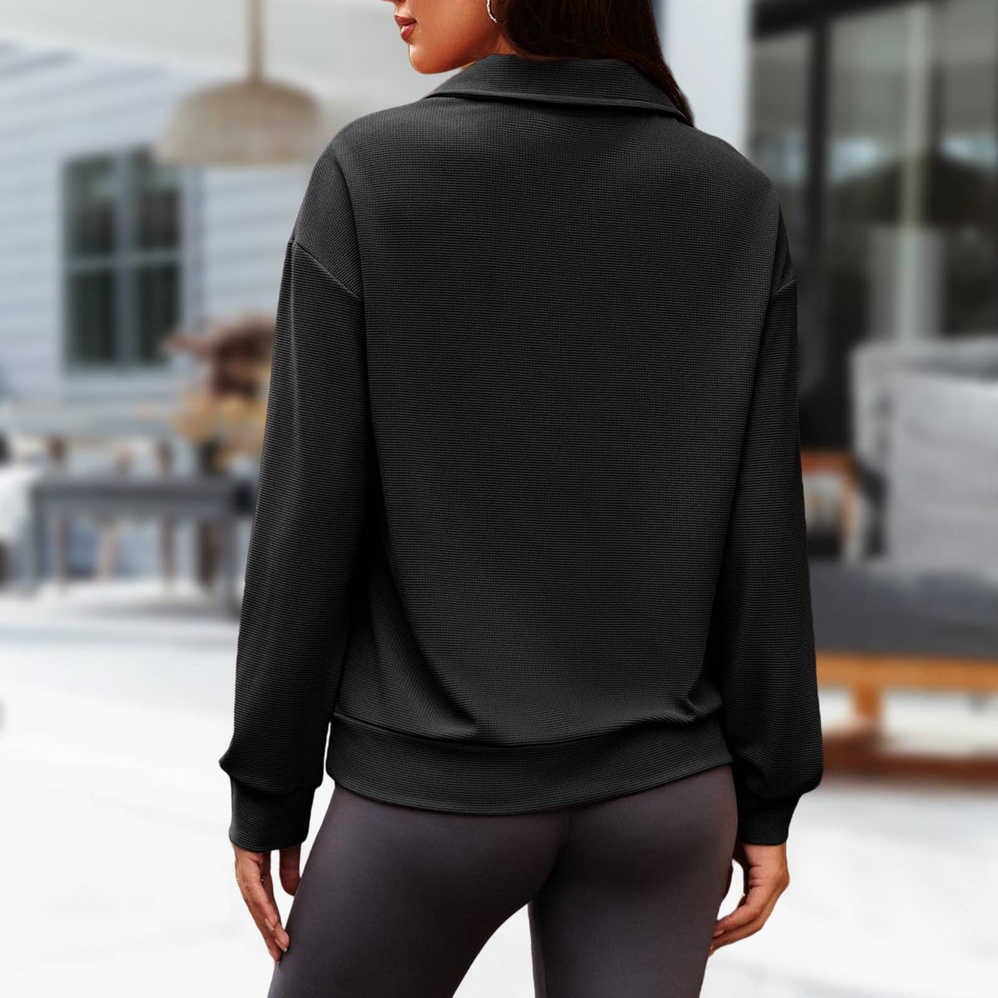 Fashionable loose lapel zipper lapel sweatshirt