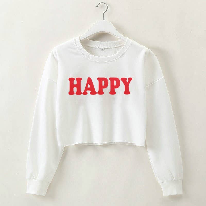 Basic letter-printed pullover short hoodie