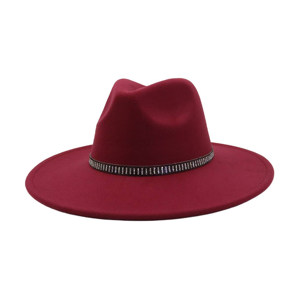 Unisex Wool Fedora Hat Ethnic Flat Brim Style_CWAH04377