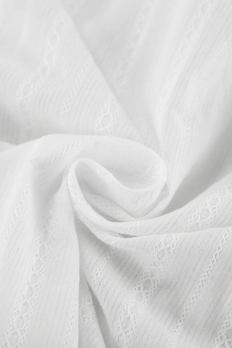 CWTSTL2610_JACQUARD TIE BELL SLEEVE SHIRT TOP