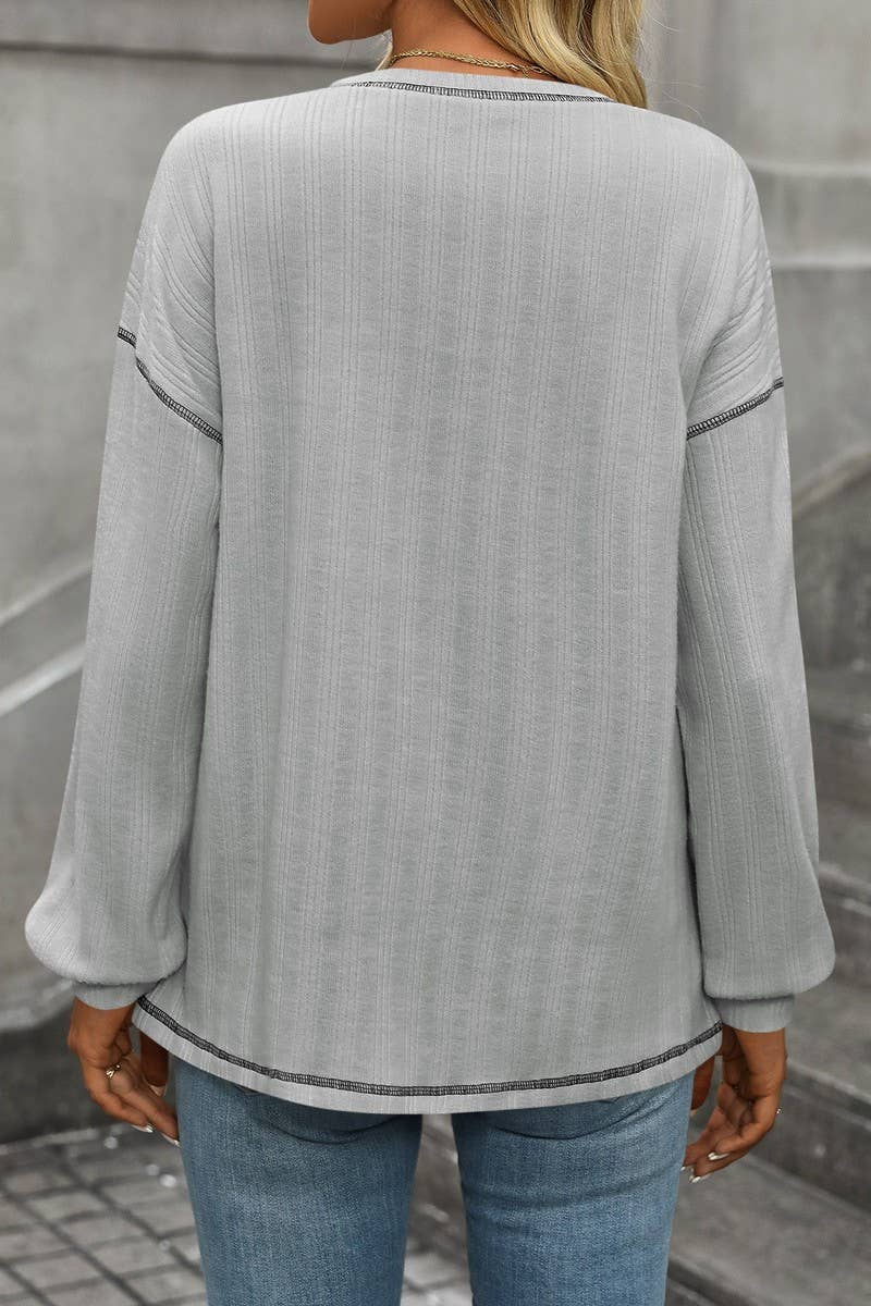 CWOSWL6851_SOLID COLOR ROUND NECK CASUAL LOOSE T-SHIRT