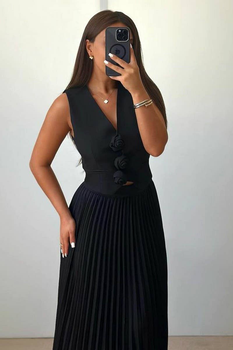 CWSS1058_SUMMER SLEEVELESS VEST HIGH-END TWO-PIECE SUIT