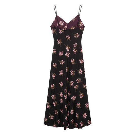Fashionable cinched-waist halter print dress