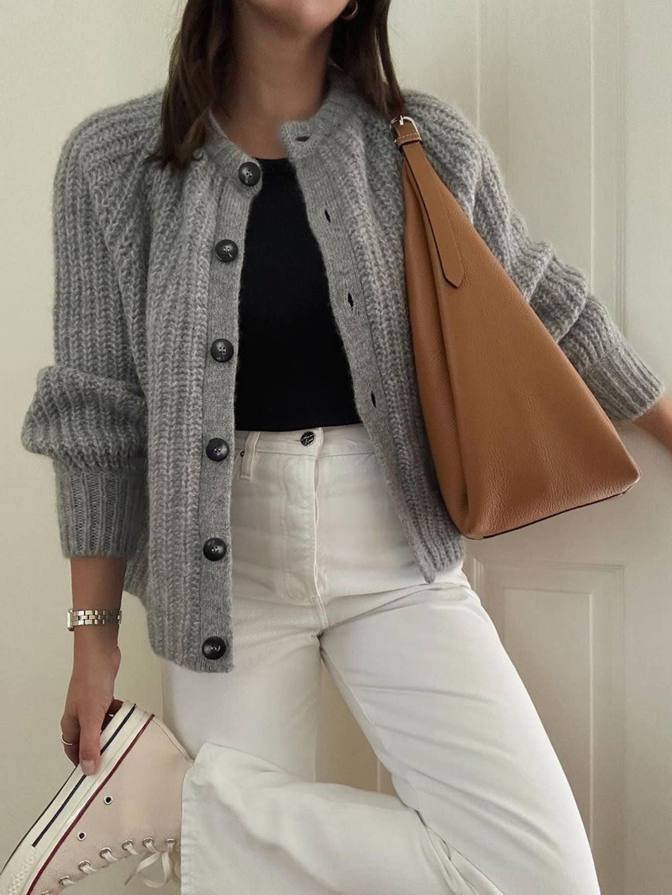 Casual long sleeve single breasted cardigan