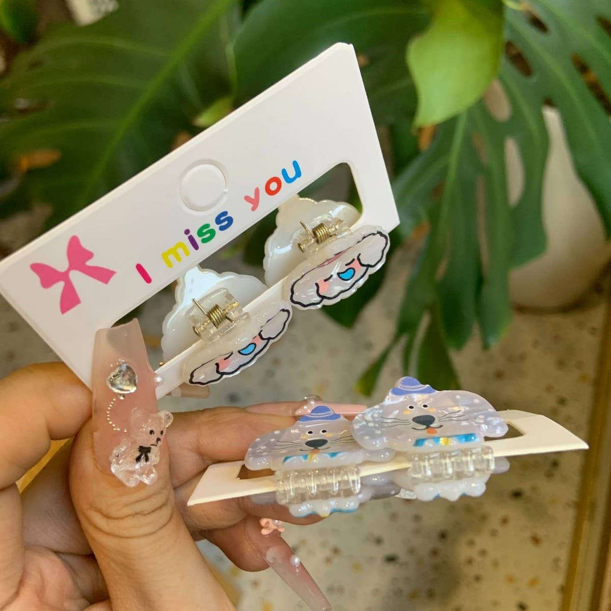 CWAHA4457_GIRL PUPPY BEAR CUTE CARTOON HAIRPIN