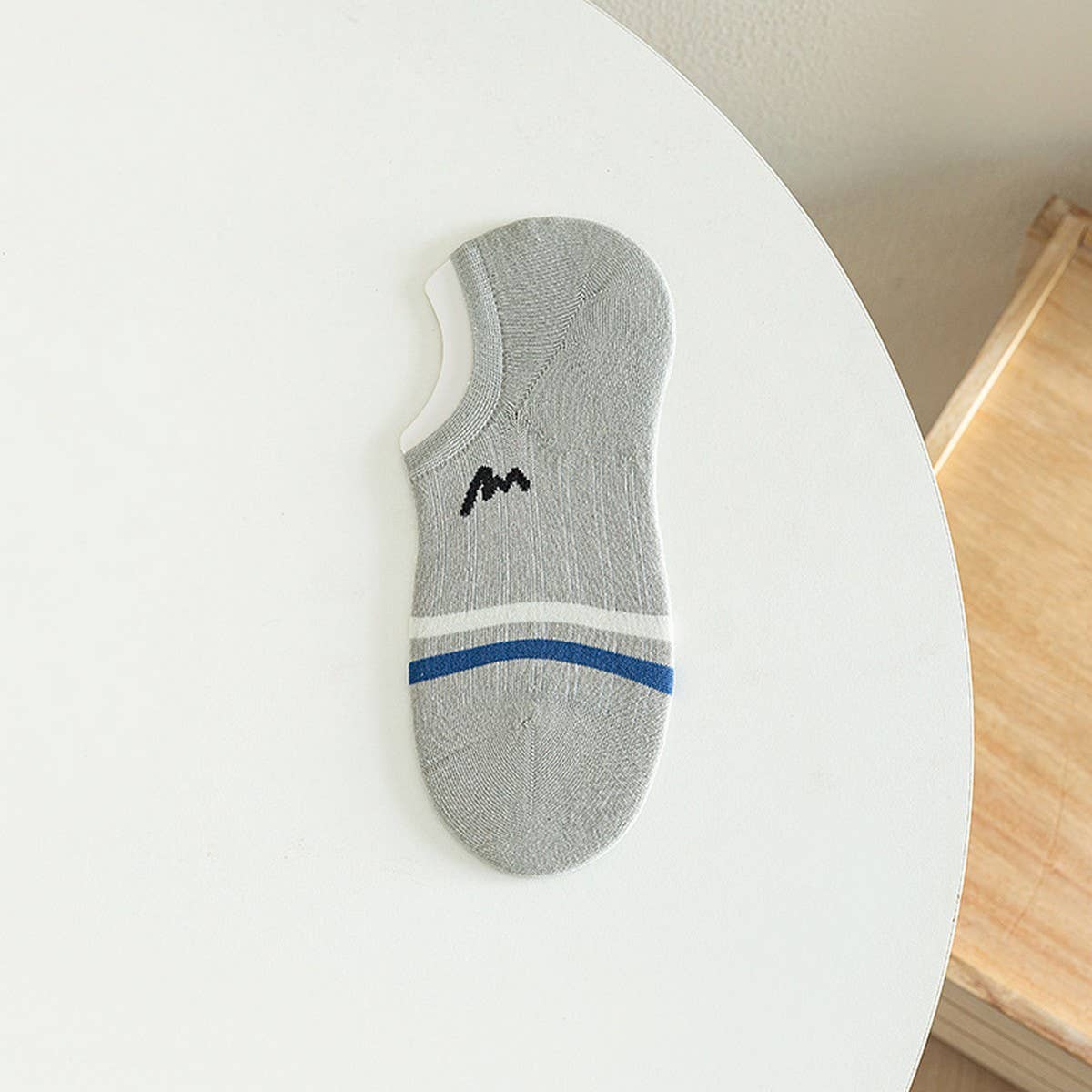 CWMS2458_SUMMER LETTER STRIPE INVISIBLE CREW SOCKS