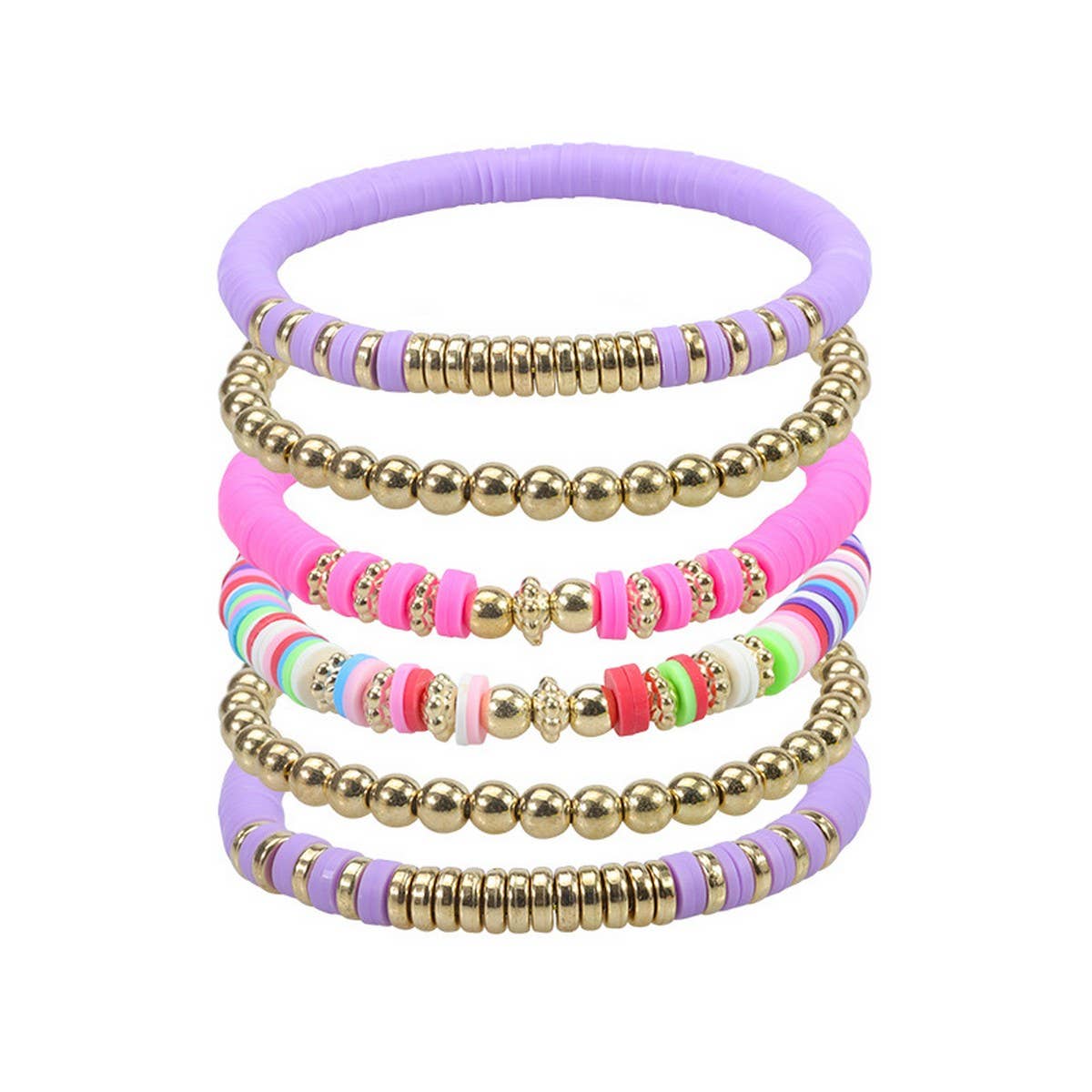 COLORFUL SOFT CERAMIC BEADED BRACELET SET