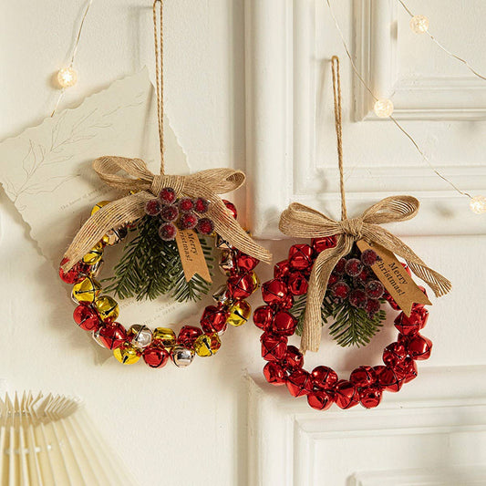 Iron Metal Christmas Bell Hanging Wreath Decor