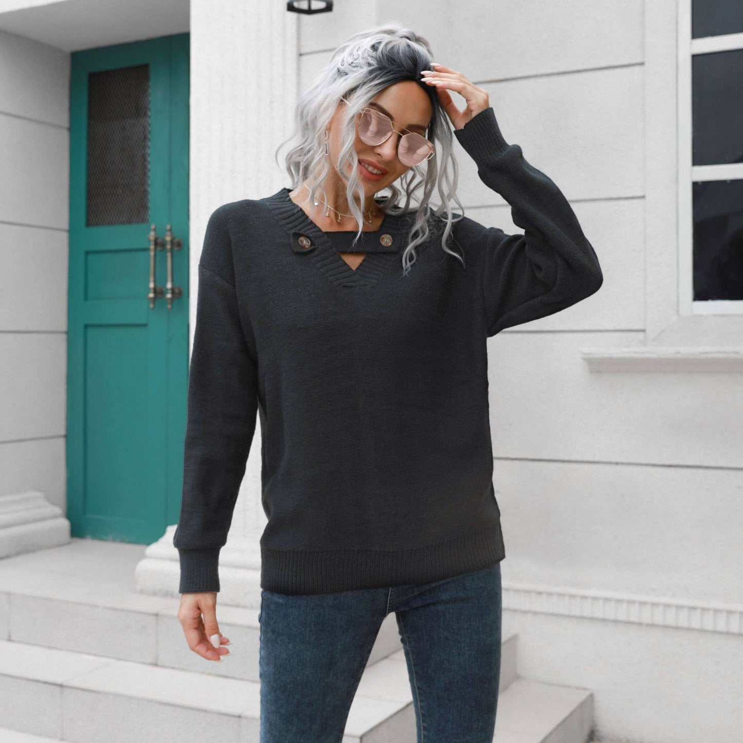 Autumn/winter design button sweater