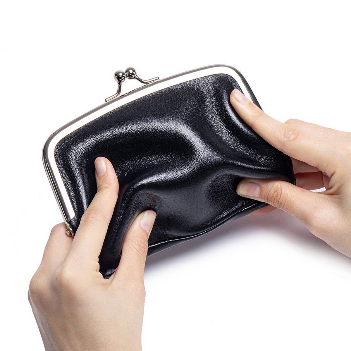 Vintage Leather Coin Wallet ? Double Clip Pouch_CUAB00386