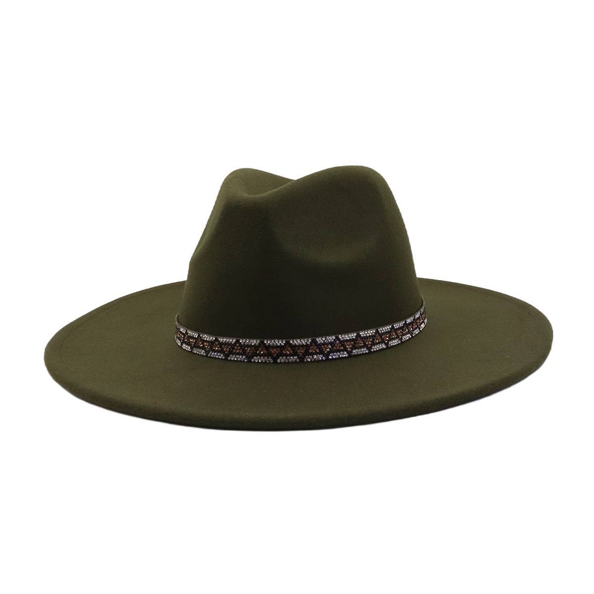 Heart Top Wide Brim Wool Blend Fedora Hat for All_CWAH04378