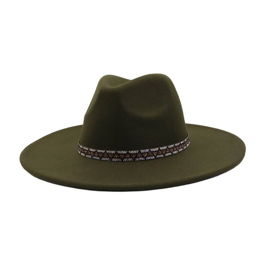 Heart Top Wide Brim Wool Blend Fedora Hat for All_CWAH04378