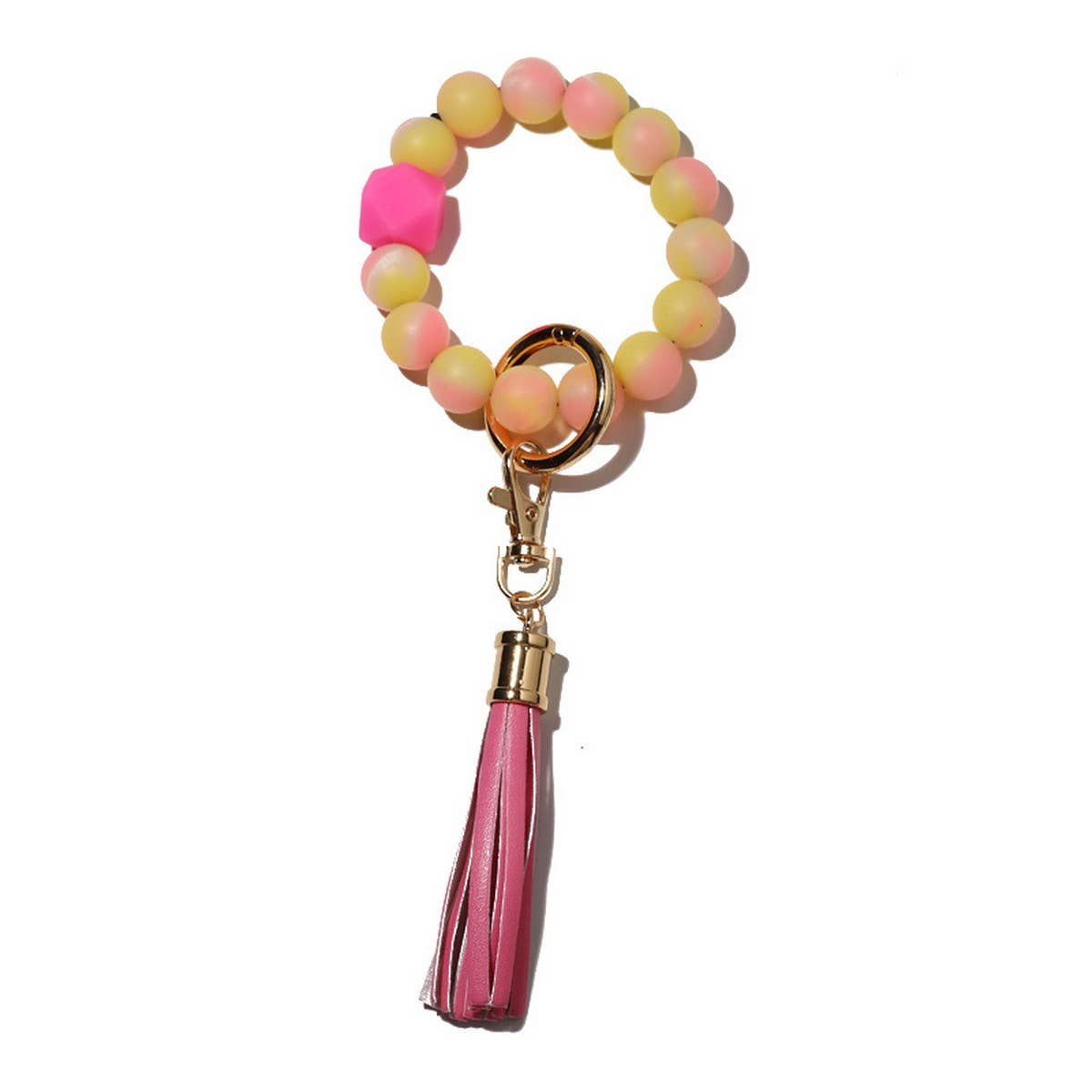 Glow in the Dark Silicone Bead Bracelet Keychain_CWAB5014