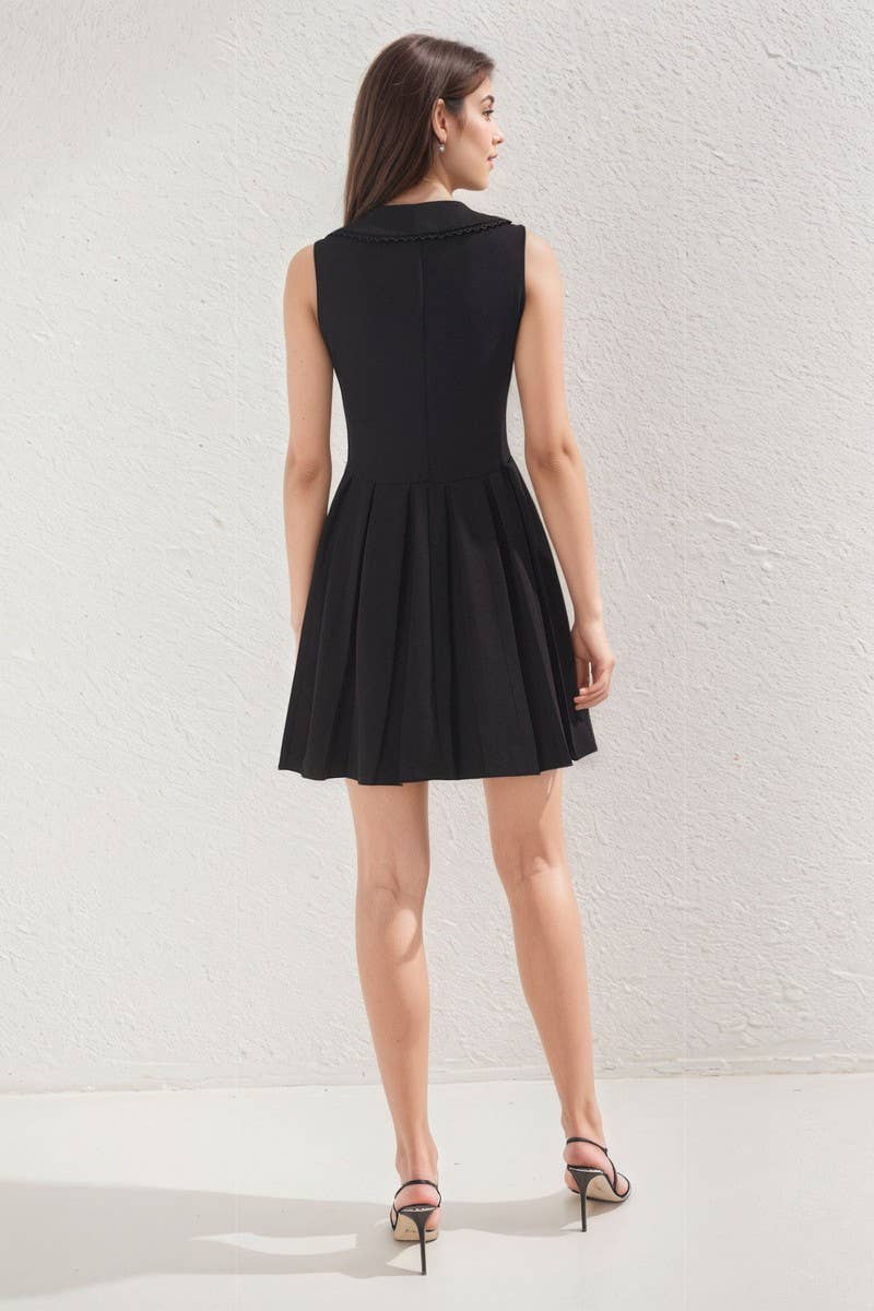 CWDSD8874_LACE TRIM V-NECK FIT AND FLARE MINI DRESS