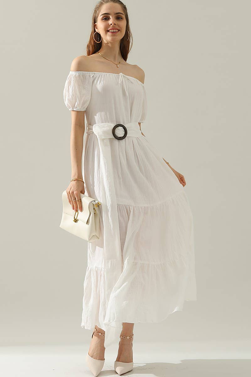 CWDMD812-P_TIERED OFF SHOULDER SHORT SLEEVE MAXI DRESS