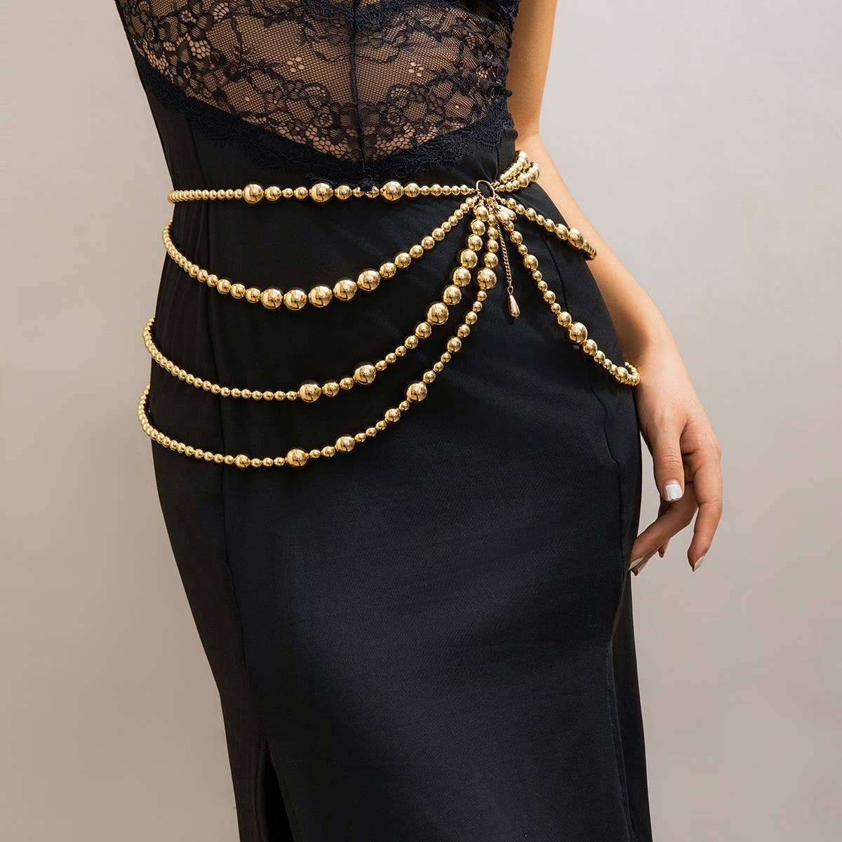 IMITATION PEARL HOLLOW TASSEL BODY CHAIN