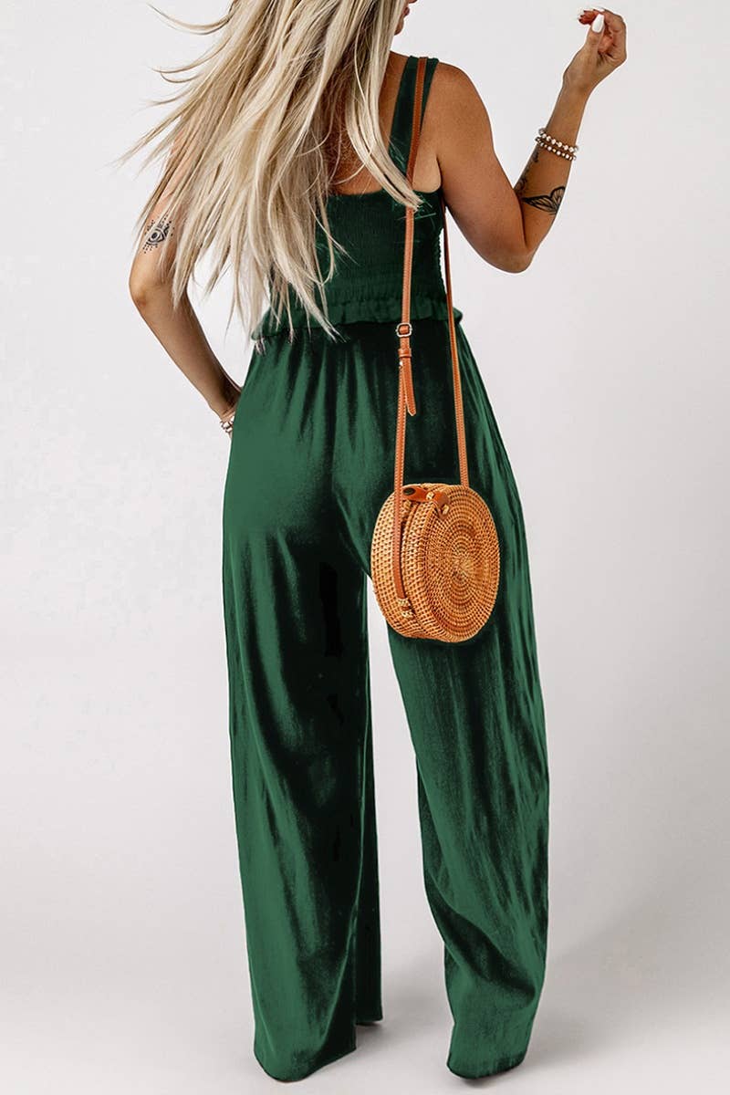 CWSS0718_SUMMER SLEEVELESS HALTER TOP WIDE-LEG PANTSUIT