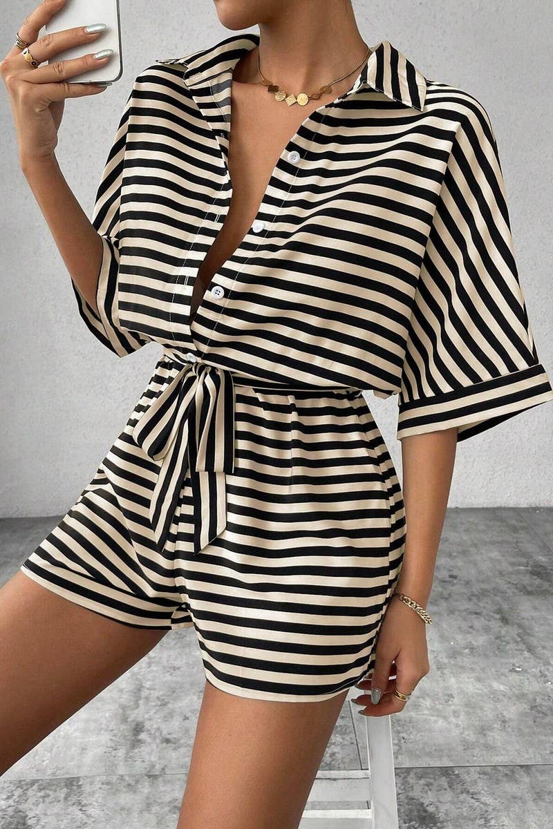 CWSBSS0053_SPRING AND SUMMER LAPEL MID SLEEVE BODYSUIT SET