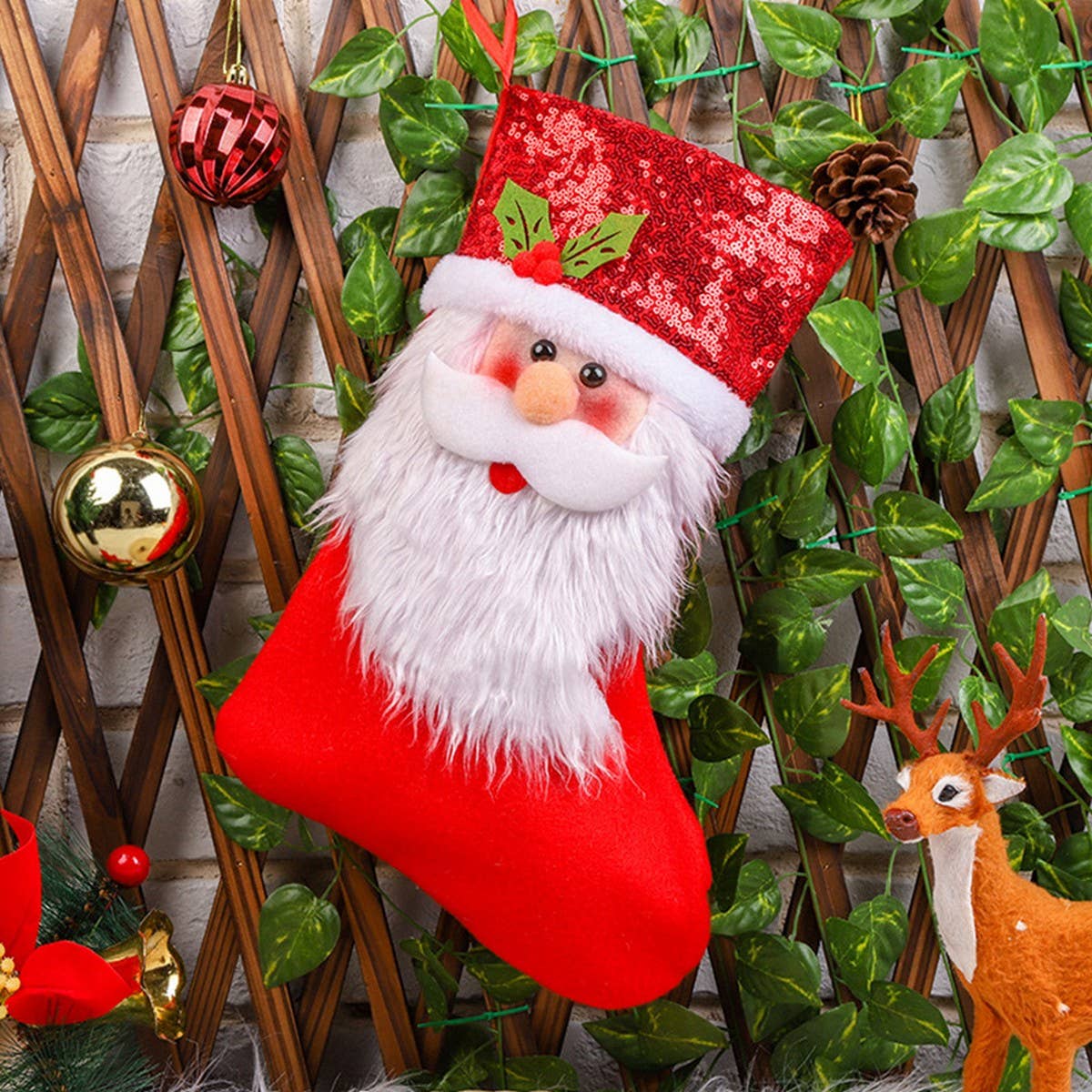 CREATIVE SEQUIN HAT CHRISTMAS STOCKING DECORATION