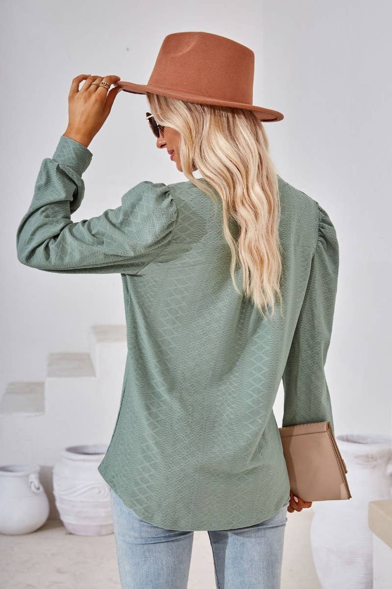 CWTBLL2687_FALL COMMUTER V-NECK LONG-SLEEVED TOP