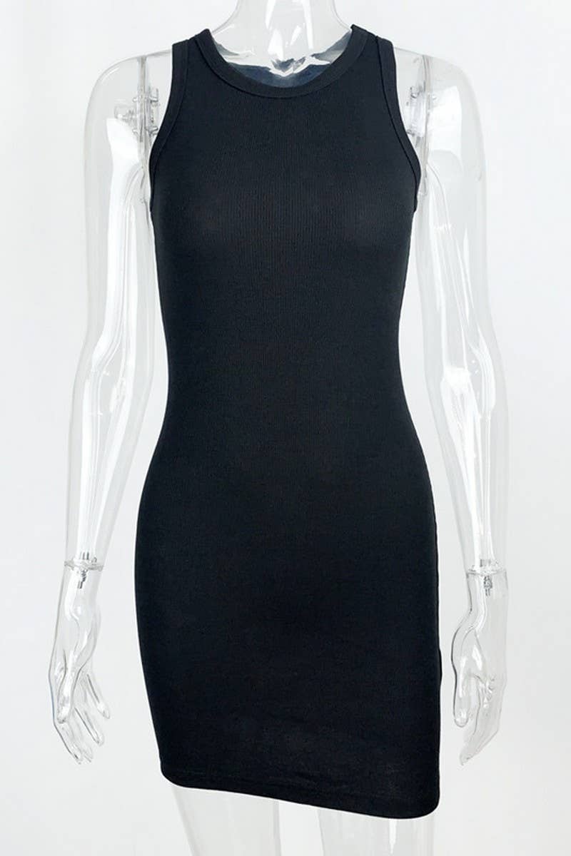 CWDSD4201_SIMPLE SLIM-FIT WRAP HIP DRESS