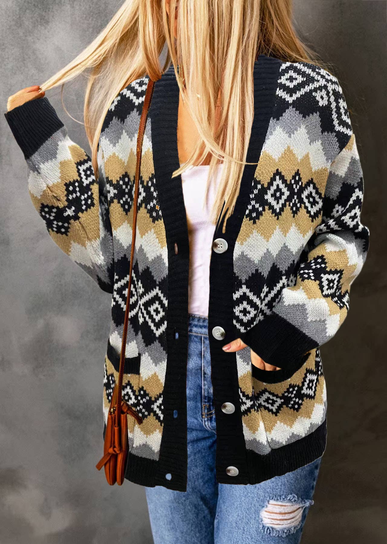 Christmas single-breasted knitted cardigan