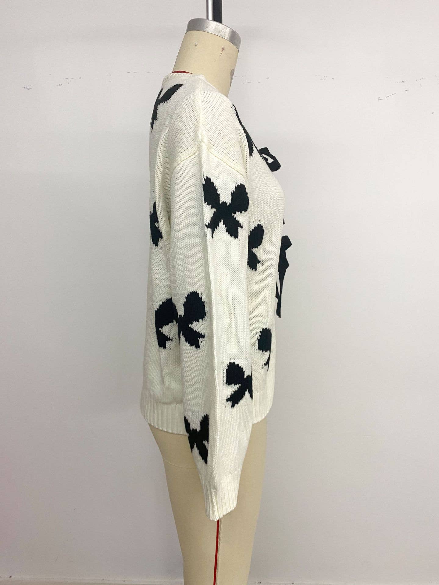 Design sense ribbon bow design cardigan