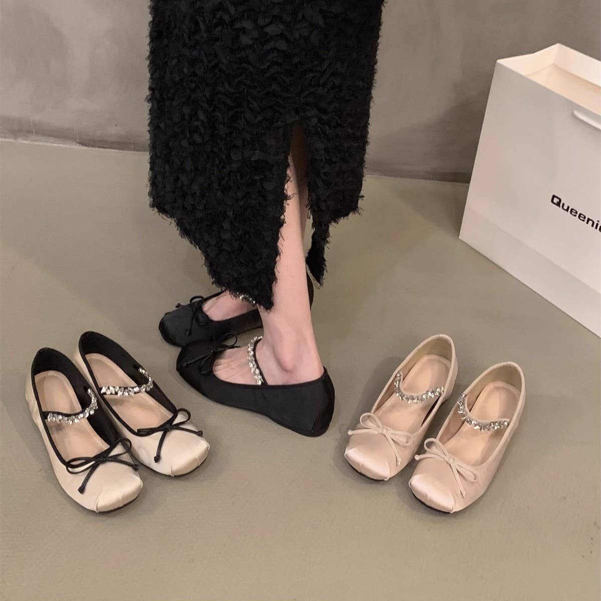 Pink Wedge Ballet Flats Mary Janes for Women_CWSHF0087