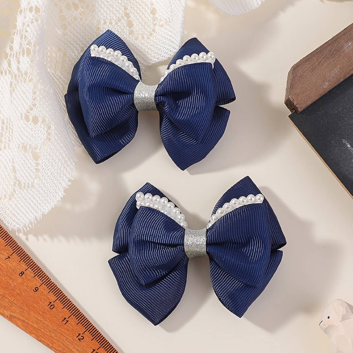 Handmade Glitter Bow Hair Clip Set for Girls