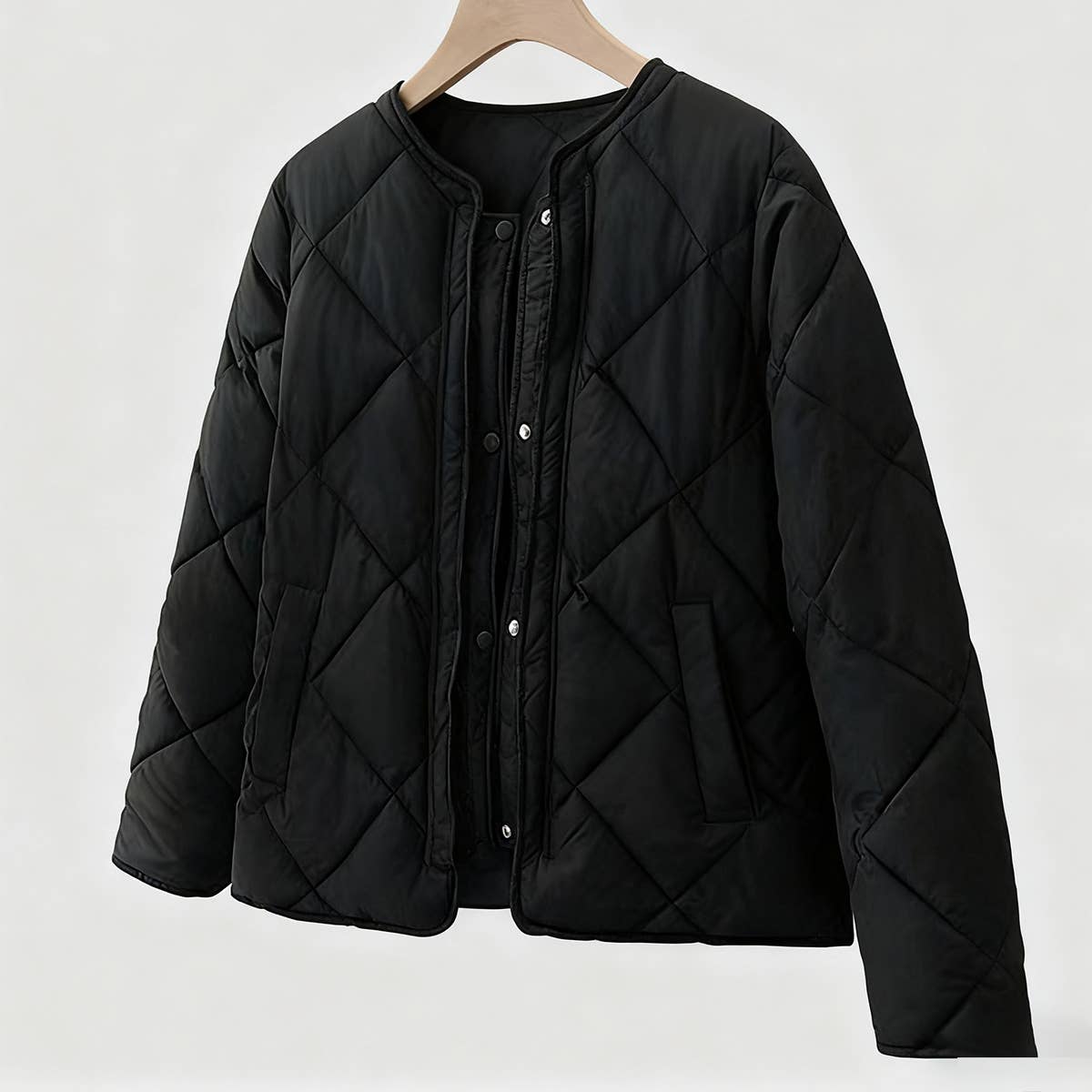 Coll-less pattern light cotton-padded jacket