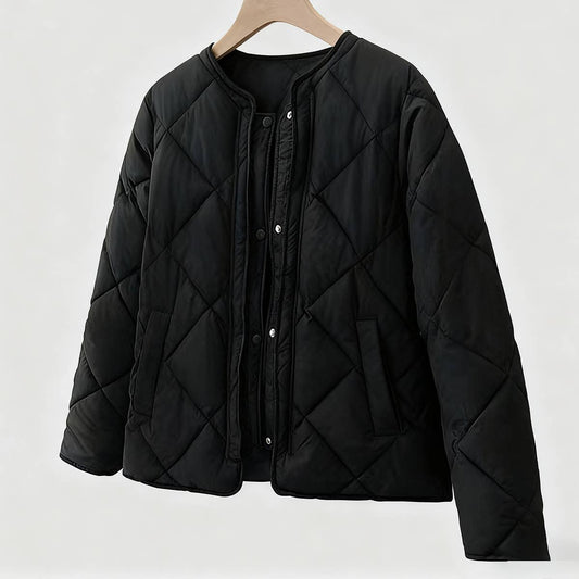 Coll-less pattern light cotton-padded jacket