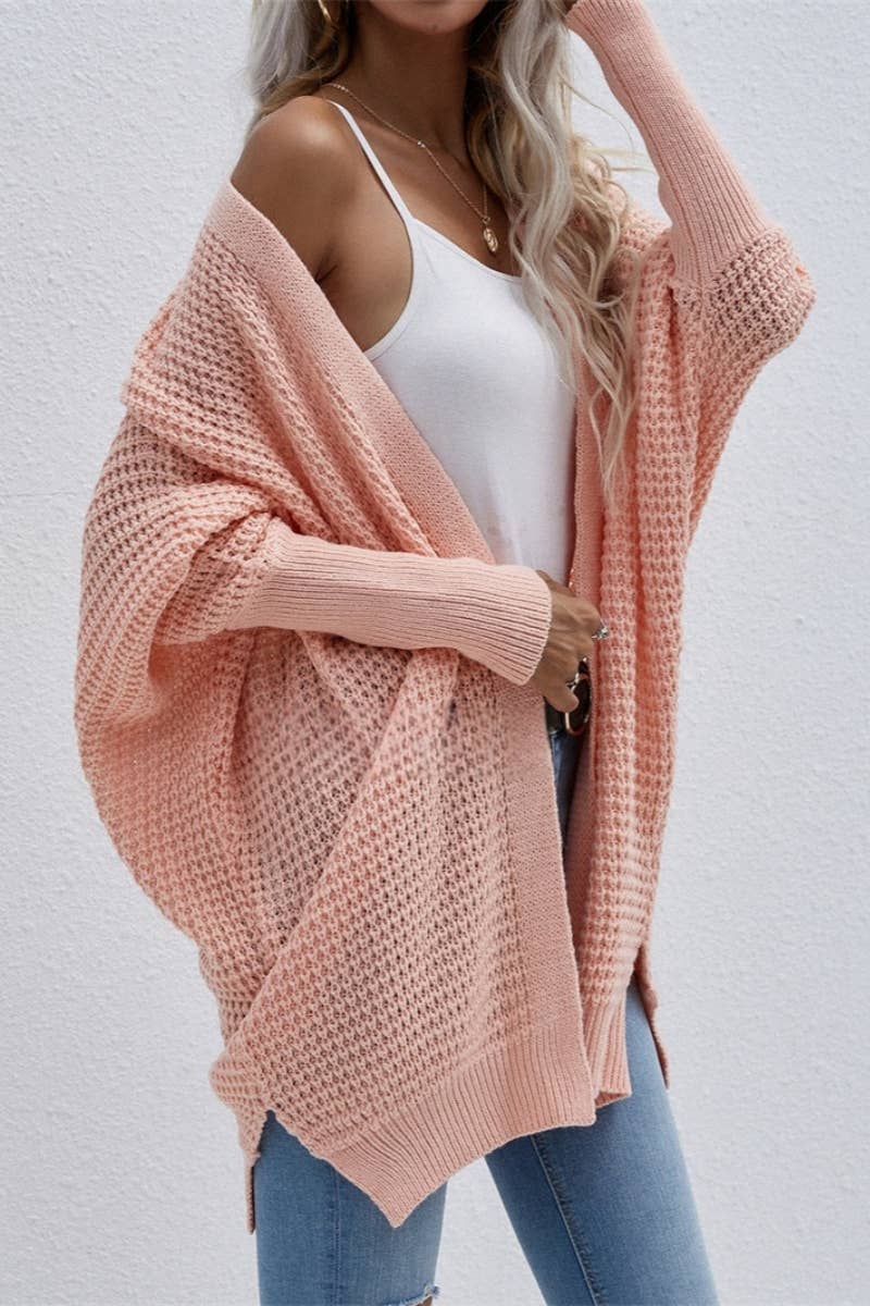 CWOCAL372 Oversized Open Front Casual Cardigan Sweater