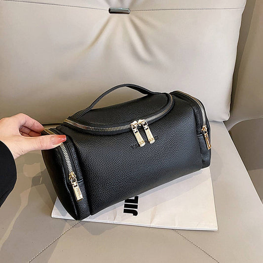 SOLID COLOR RETRO HIGH-GRADE PU COSMETIC BAG_CWAB4411