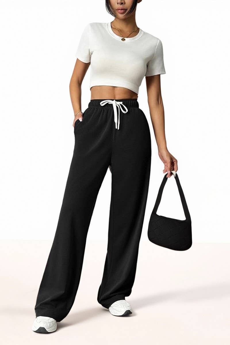 CWBLP01040_HIGH WAIST WIDE LEG DRAWSTRING SWEATPANTS