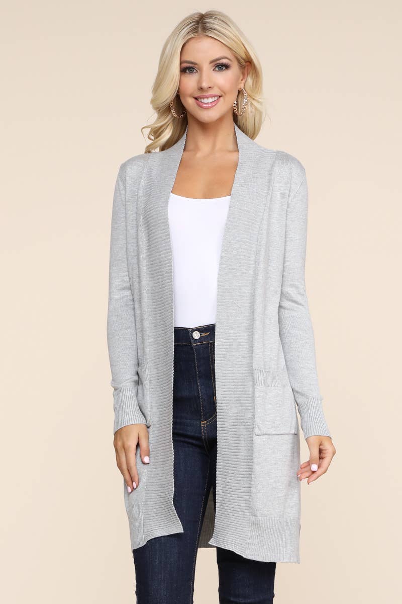 AWOCAL311_LONG SLEEVE OPEN FRONT CARDIGAN WITH SIDE POCKETS