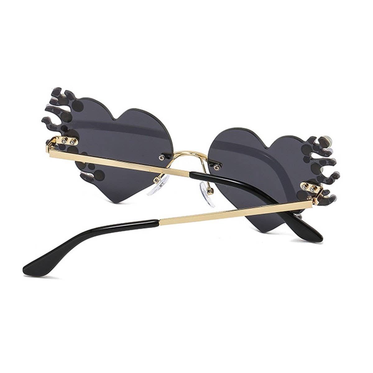 METAL RIMLESS PEARL HEART TEARS SUNGLASSES