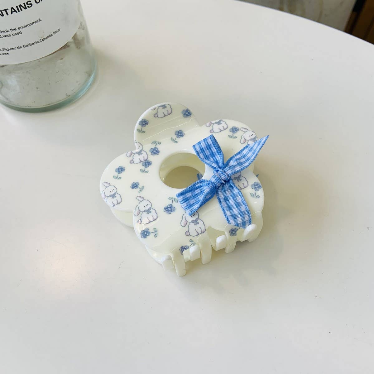 CWAHA1536_FLORAL BOW FLOWER TRIANGLE HAIR CLAW CLIP