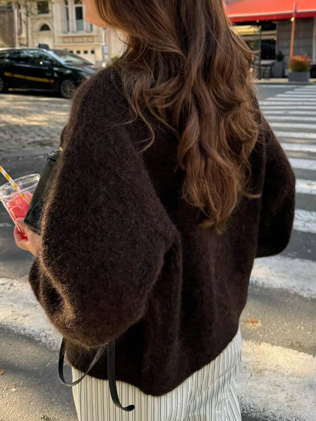 Casual simple button long-sleeved coat sweater