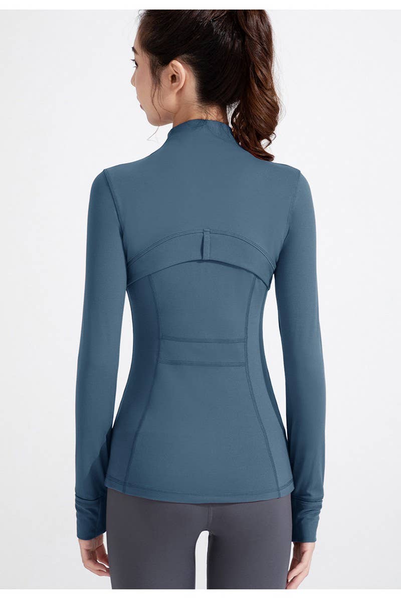 CWOCO1026_STAND COLLAR SPORTS LONG SLEEVE ZIP UP COAT