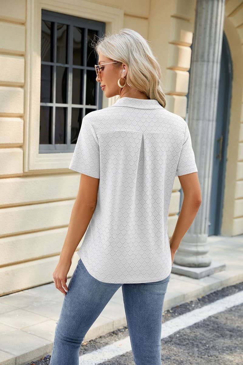 CWTTS0817_V-Neck Short Sleeve Knit Top