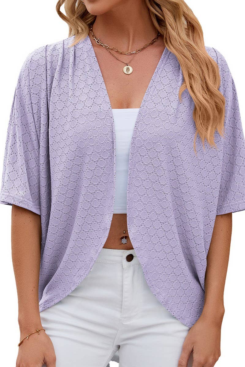 CWOCAS0036_SOLID COLOR CIRCLE SHORT SLEEVE CARDIGAN