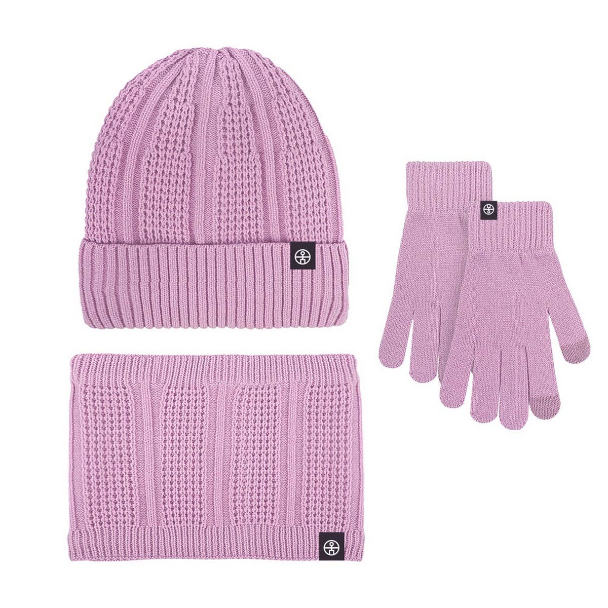 WINTER WOOL WARM PLUS FLEECE SCARF THREE PIECE SET