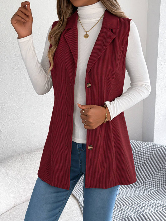Casual single-breasted suit collar corduroy vest